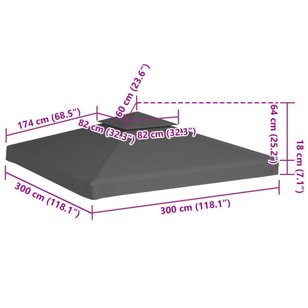 vidaXL Prieeldak 2-laags 310 g/m² 3x3m taupe