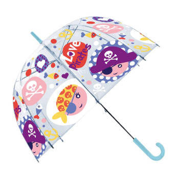 Kinder paraplu transparant Love Pirates 48 cm - Paraplu's