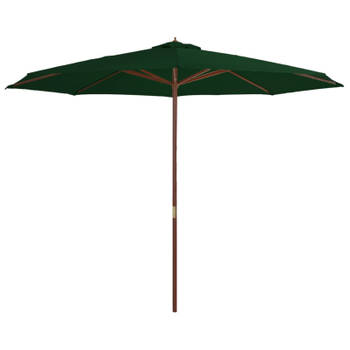 Blokker vidaXL Parasol met houten paal 350 cm groen aanbieding