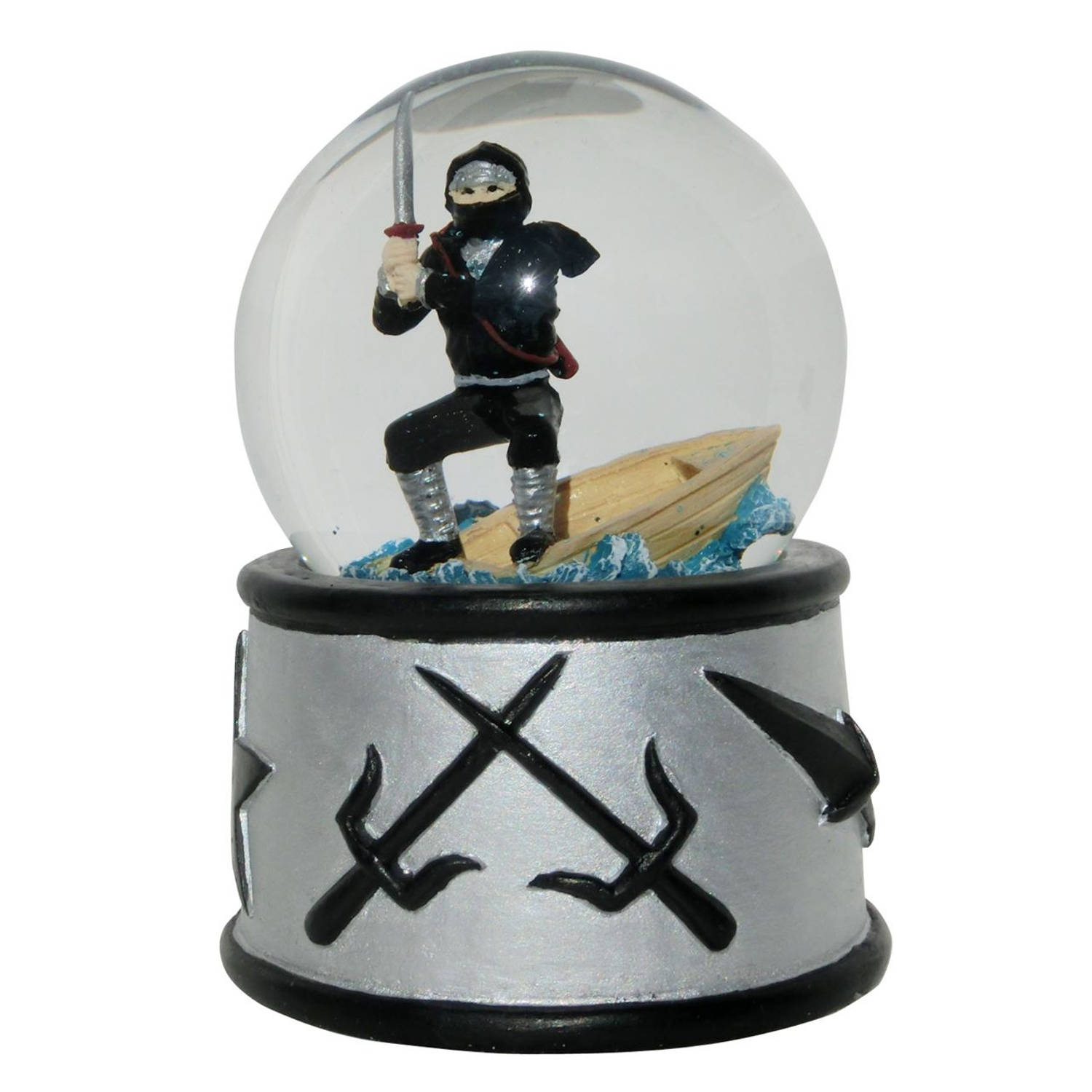 Rotary Hero sneeuwbol met geluid Ninja 7 x 7 cm zwart/grijs