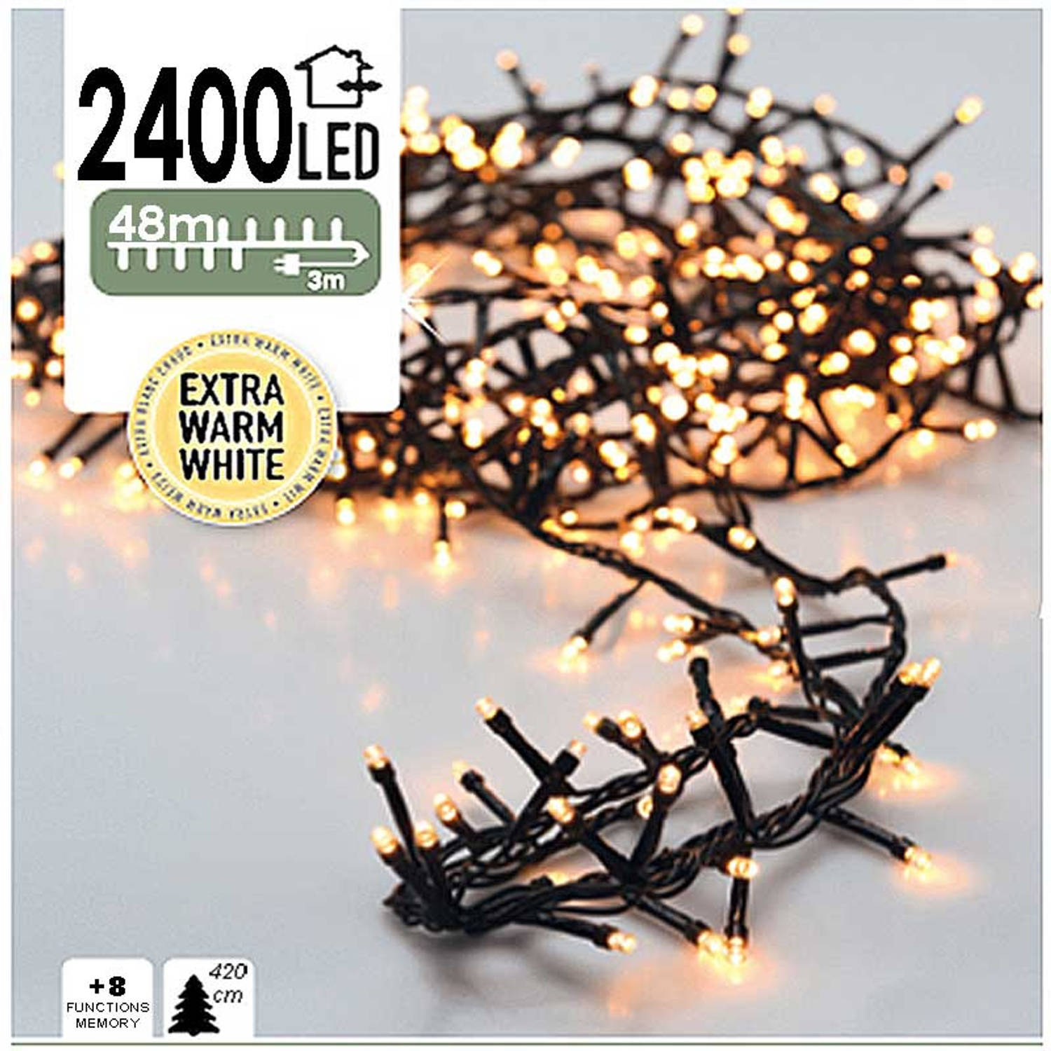 Decorativelighting Micro Cluster 2400 Led&apos;s 48 Meter Extra Warm Wit