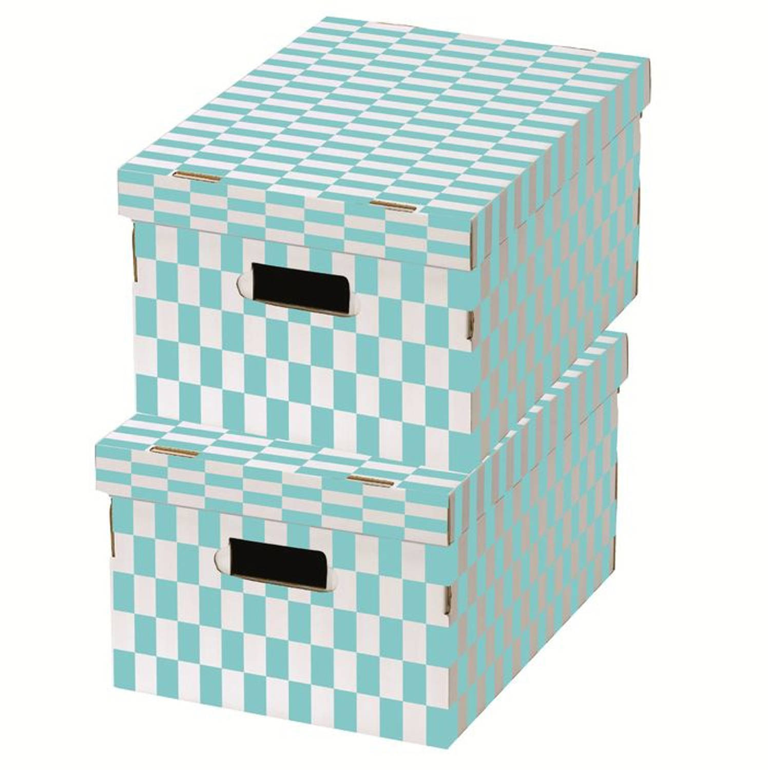 Digitaal Ga naar beneden faillissement Compactor opbergdozen 40 cm karton blauw/wit 2 stuks | Blokker