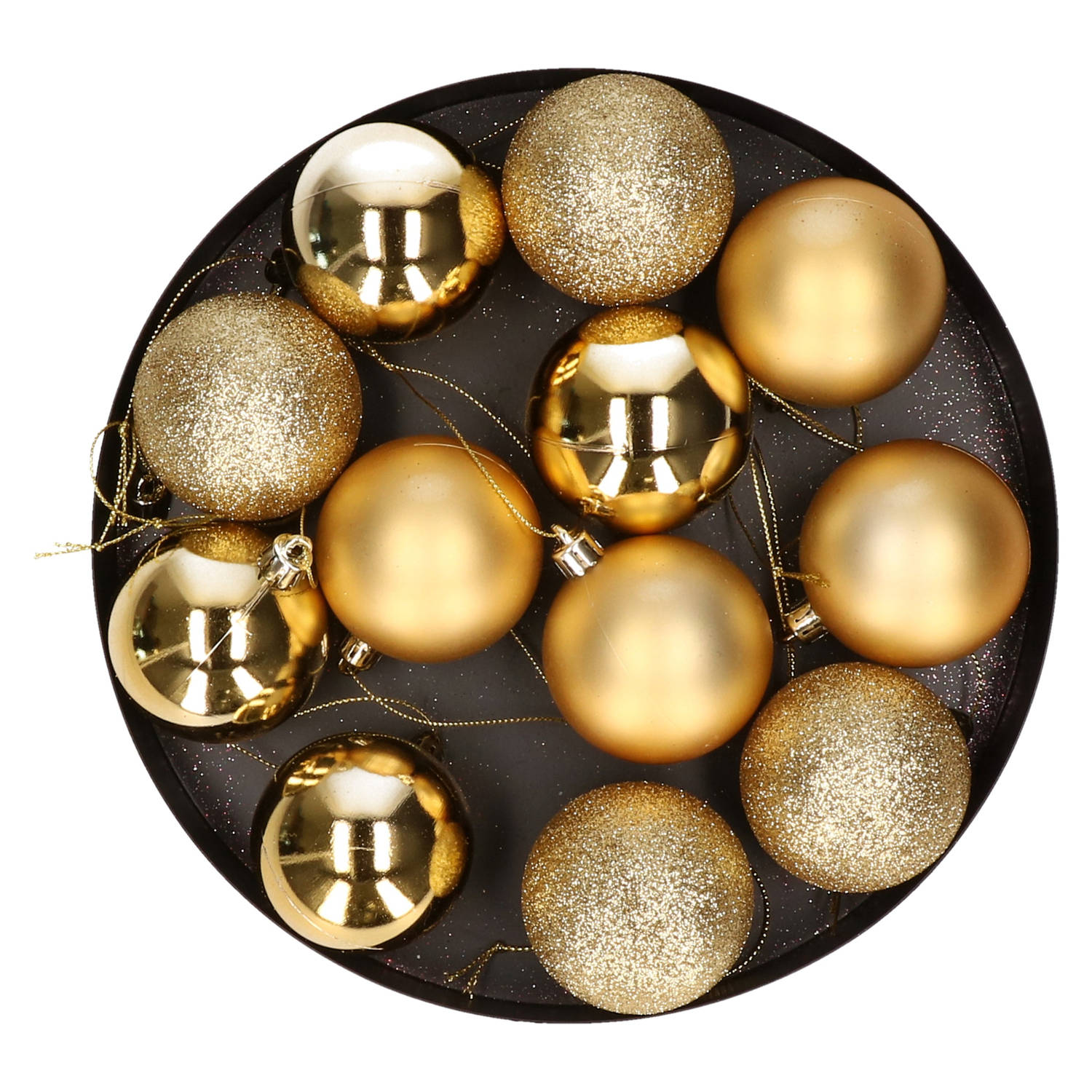12x Gouden Kunststof Kerstballen 6 Cm Mat-glans Onbreekbare Plastic Kerstballen Kerstboomversiering 
