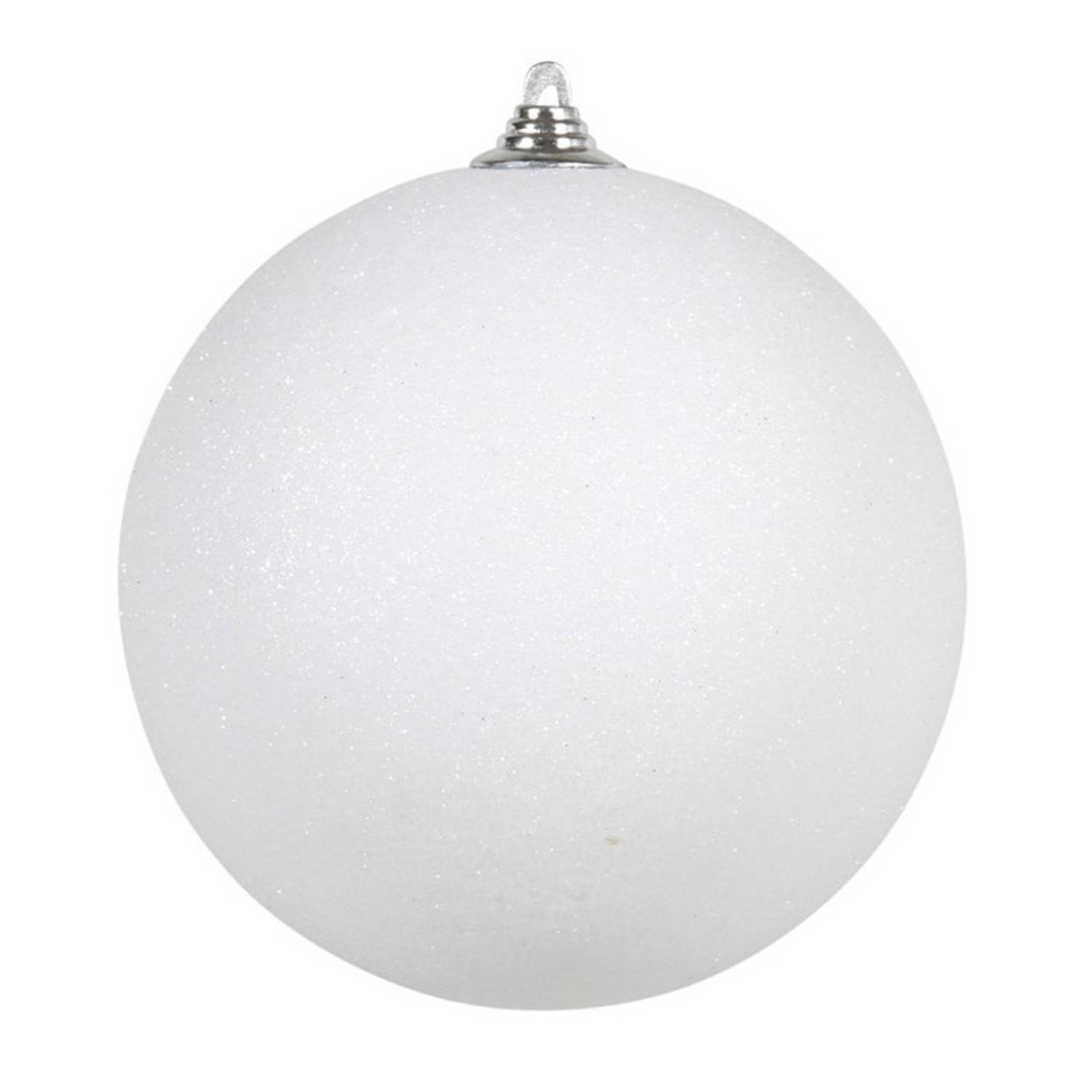 Othmar Decorations Grote kerstbal - glitters - wit - 18 cm - Kerstbal