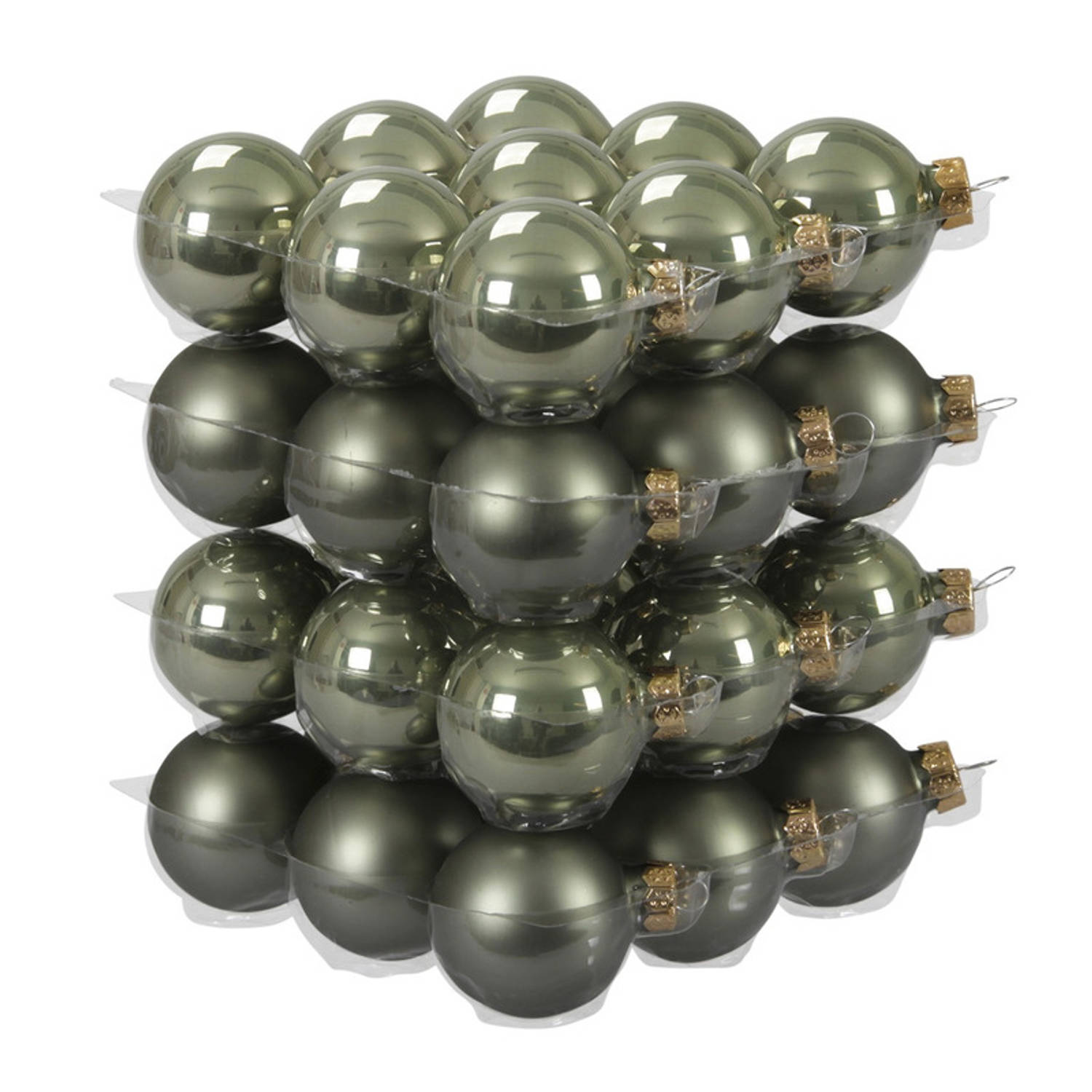 36x Graniet groene glazen kerstballen 4 cm mat/glans - Kerstbal
