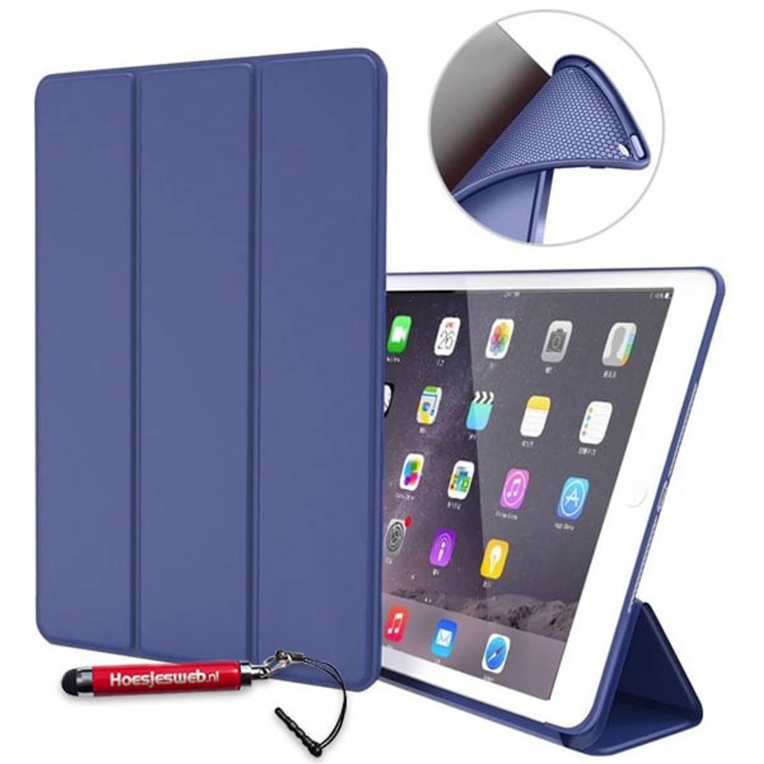 Hem Apple Ipad Air 2 Bookcover Donkerblauw Met Siliconenachterkant En Hoesjeswebstylus