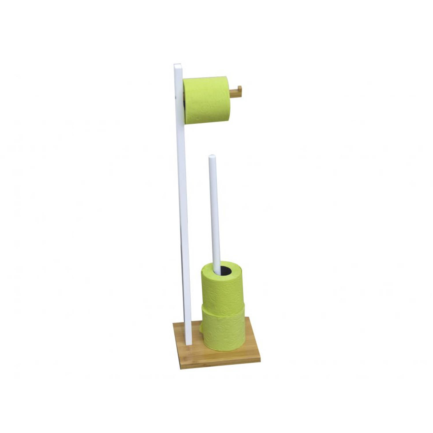 Gebor - Luxe Bamboe Toiletpapier Houder Vrijstaand - Reserverolhouder Bamboe - Wc Rol Houder - Closetrolhouder -