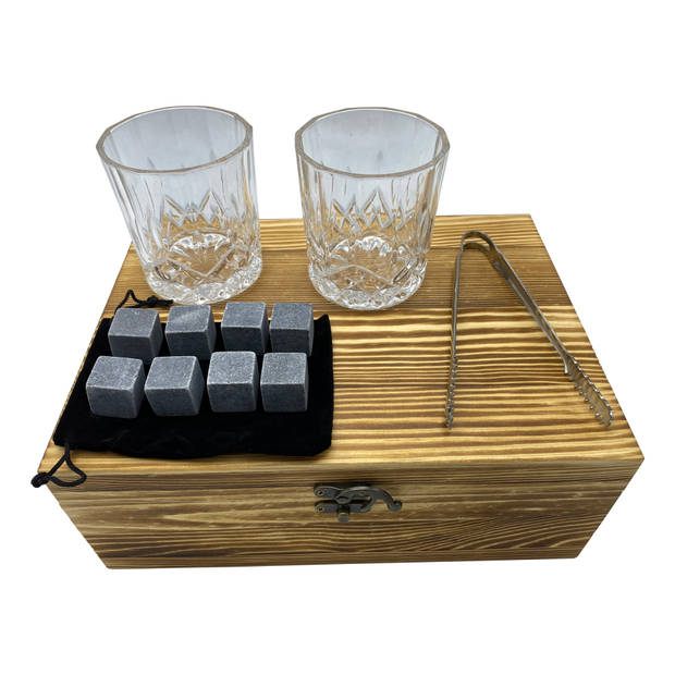 4cookz® Whiskey geschenkset - 2 glazen en whiskey stenen