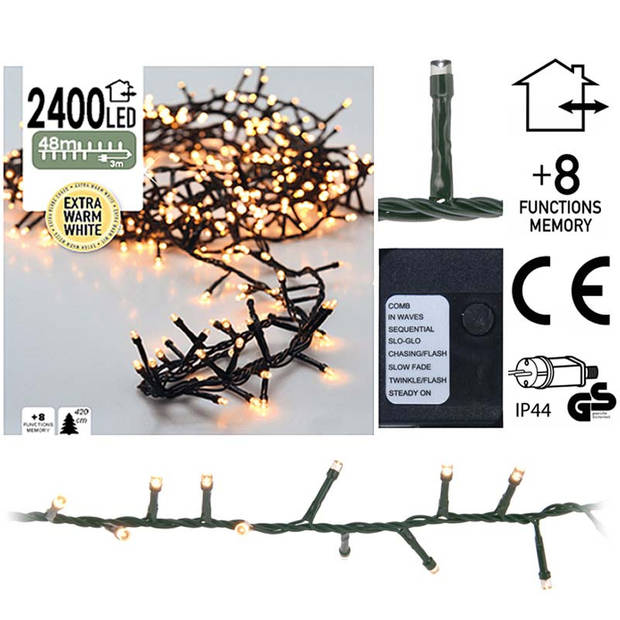 DecorativeLighting Micro Cluster 2400 LED's 48 meter extra warm wit