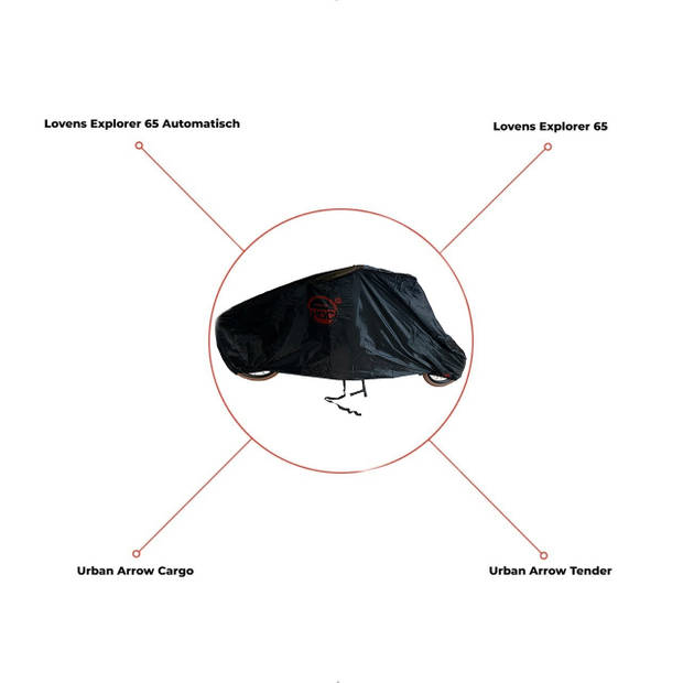 CUHOC Bakfietshoes Voor Extra Grote / Elektrische Bakfiets (met huif) - Red Label - Bakfiets Hoes