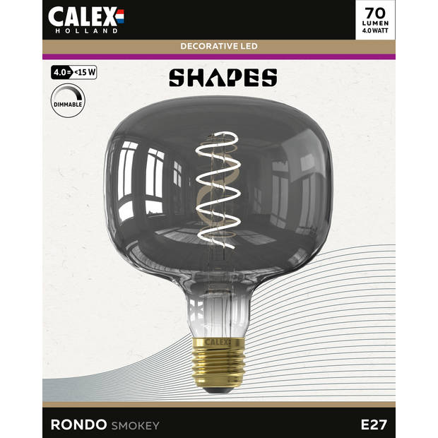 Calex Rondo Smokey Led Shapes 220-240V 4W 70LM 2200K E27 dimbaar