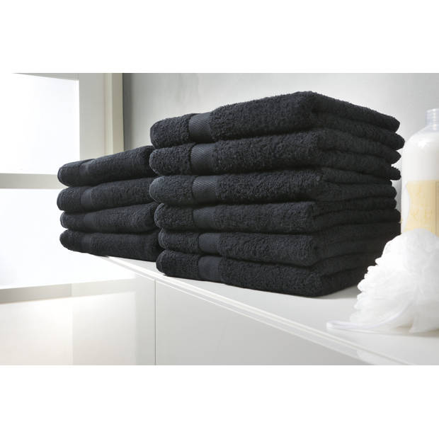 Twentse Damast Katoenen 2PACK Handdoeken - 50x100 - Zwart