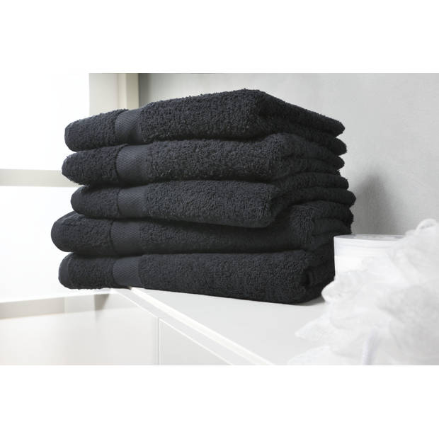 Twentse Damast Katoenen 2PACK Handdoeken - 50x100 - Zwart