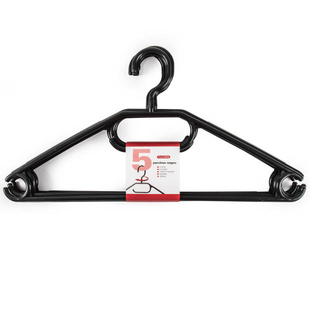 Kledingrek met kleding hangers - dubbele stang - kunststof - zwart - 80 x 42 x 170 cm - Kledingrekken