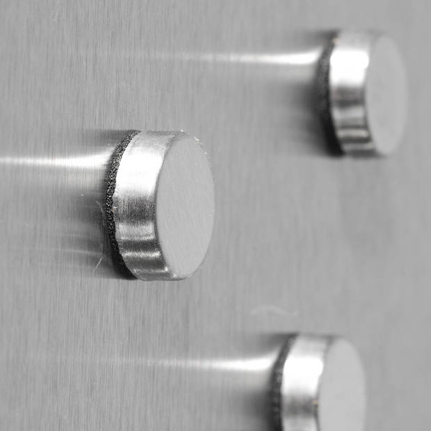 Sleutelrekje met 5 haakjes en magneetjes - zilver - 25 x 24 cm - rvs - Sleutelkastjes