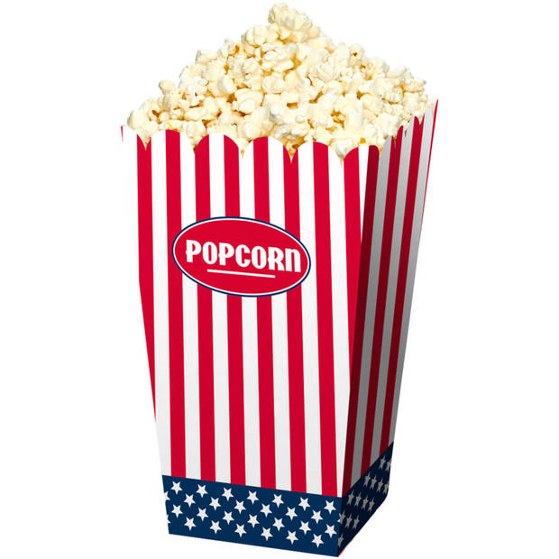 32x Amerikaanse bioscoop popcorn bakjes 16 cm - Wegwerpbakjes