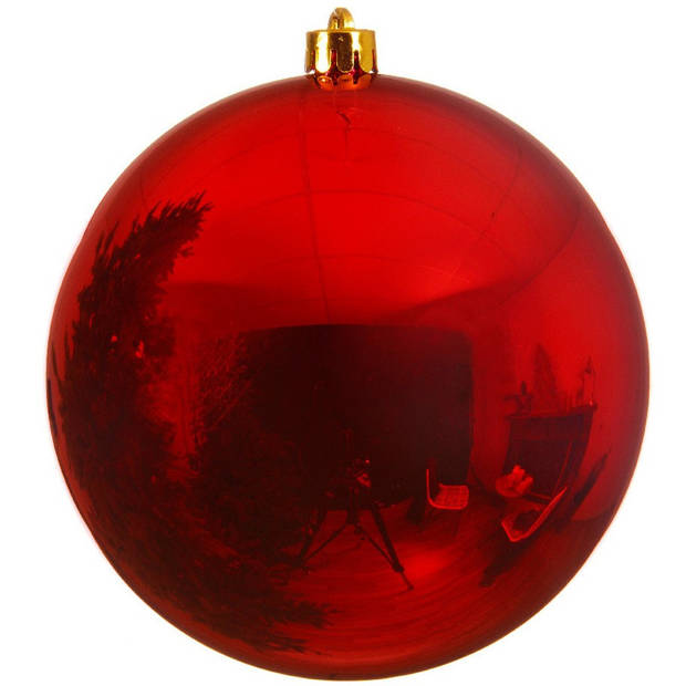 2x Grote kerstballen goud en rood van 25 cm glans van kunststof - Kerstbal