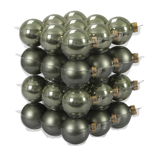 72x stuks glazen kerstballen graniet groen 4, 6 en 8 cm mat/glans - Kerstbal