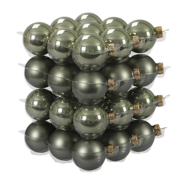 Othmar Decorations kerstballen - 36x st - legergroen - D4 cm - glas - Kerstbal