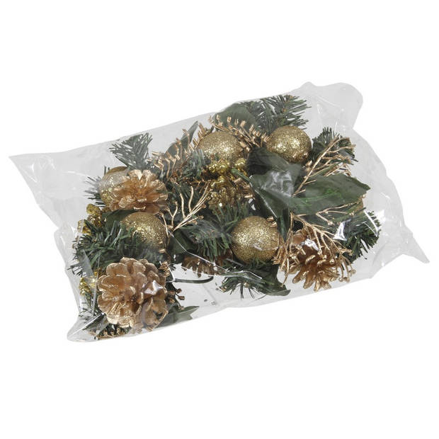 6x Kerststukje decoraties goud 12 cm - Kerststukjes