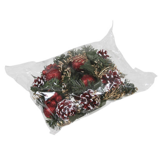 6x Kerststukje decoraties rood 12 cm - Kerststukjes