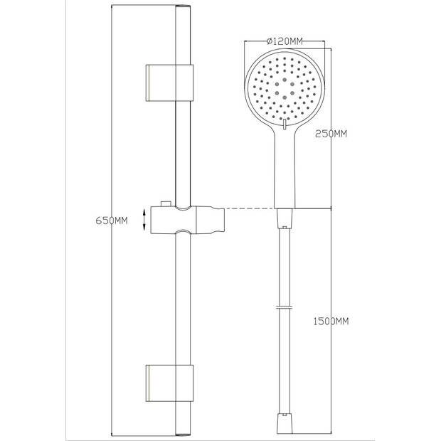 4bathroomz® Flat Design douche glijstangset - 3 standen douche -Zwart
