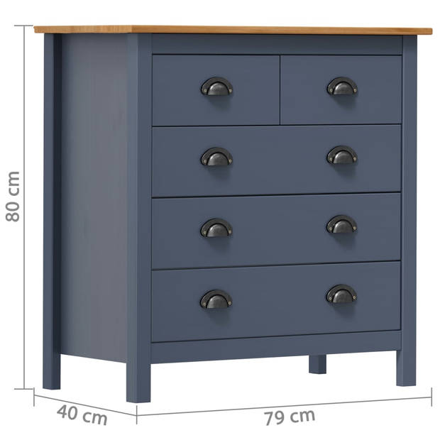 The Living Store Hill Dressoir - 79 x 40 x 80 cm - 5 lades - Massief grenenhout