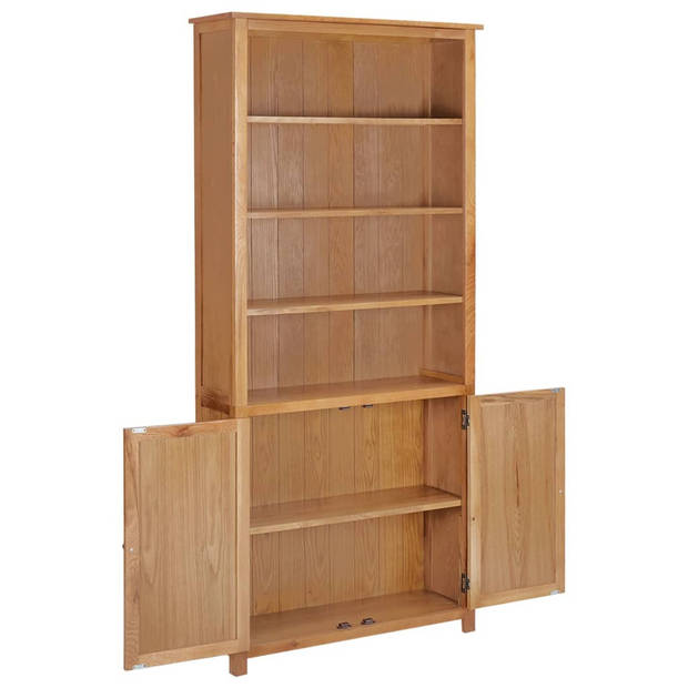 The Living Store Boekenkast Vintage - 90 x 30 x 200 cm - Massief eikenhout en MDF