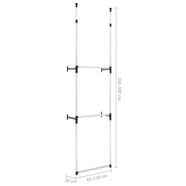 vidaXL Kledingkastsysteem met stangen telescopisch aluminium