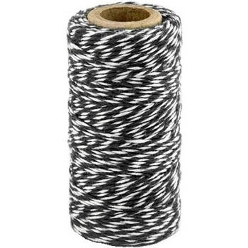 1x Zwart/wit katoenen touw 50 meter cadeaulint - Touwen