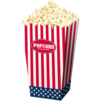 32x Amerikaanse bioscoop popcorn bakjes 16 cm - Wegwerpbakjes