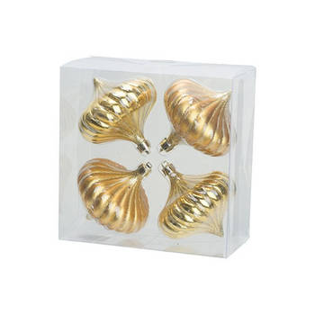 4x Gouden tol kerstballen 10 cm kunststof kerstversiering - Kerstbal