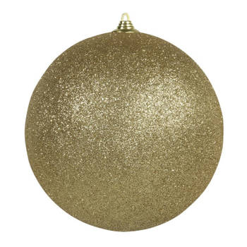 Othmar Decorations Grote decoratie kerstbal - goud glitters - 18 cm - kunststof - Kerstbal