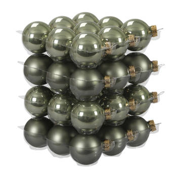 72x Graniet groene glazen kerstballen 4 cm mat/glans - Kerstbal