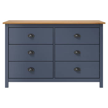 The Living Store Hill Dressoir - Grenenhout - 125 x 40 x 80 cm - 6 lades