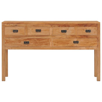 The Living Store Dressoir Retro - Massief Teakhout - 125 x 30 x 75 cm - 6 lades