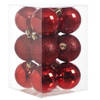 12x Kunststof kerstballen glanzend/mat rood 6 cm kerstboom versiering/decoratie - Kerstbal