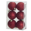 Cosy & Trendy Kerstballen - kunststof - rood - glitter - 6 cm - Kerstbal