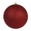 1x Rode grote kerstballen met glitter kunststof 18 cm - Kerstbal