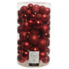 100x Kunststof kerstballen mix rood 4-5-6-7-8 cm kerstboom versiering/decoratie - Kerstbal