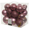 26x Kunststof kerstballen mix oud roze 6-8-10 cm kerstboom versiering/decoratie - Kerstbal