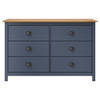 The Living Store Hill Dressoir - Grenenhout - 125 x 40 x 80 cm - 6 lades