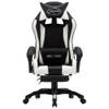 The Living Store Racestoel Luxe - Gaming bureaustoel - verstelbaar - wit/zwart - 64x65x(111.5-119) cm