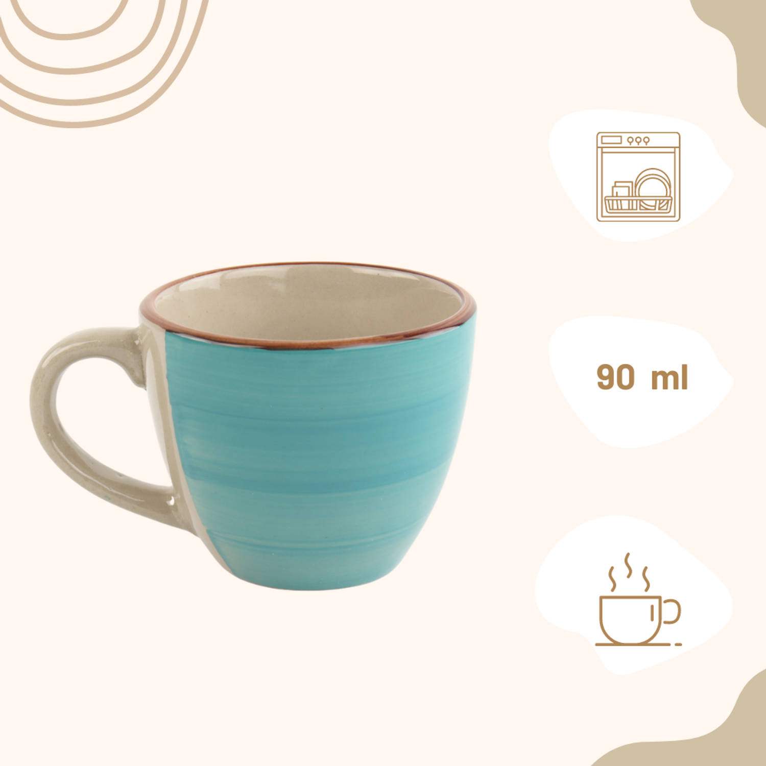 Ideaal Moedig aan Pakistan OTIX Espresso Kopjes - Koffie - Set van 6 - Meerdere Kleuren - 100 ml -  Aardewerk - Glazen - Met oor - Koffiekopjes | Blokker