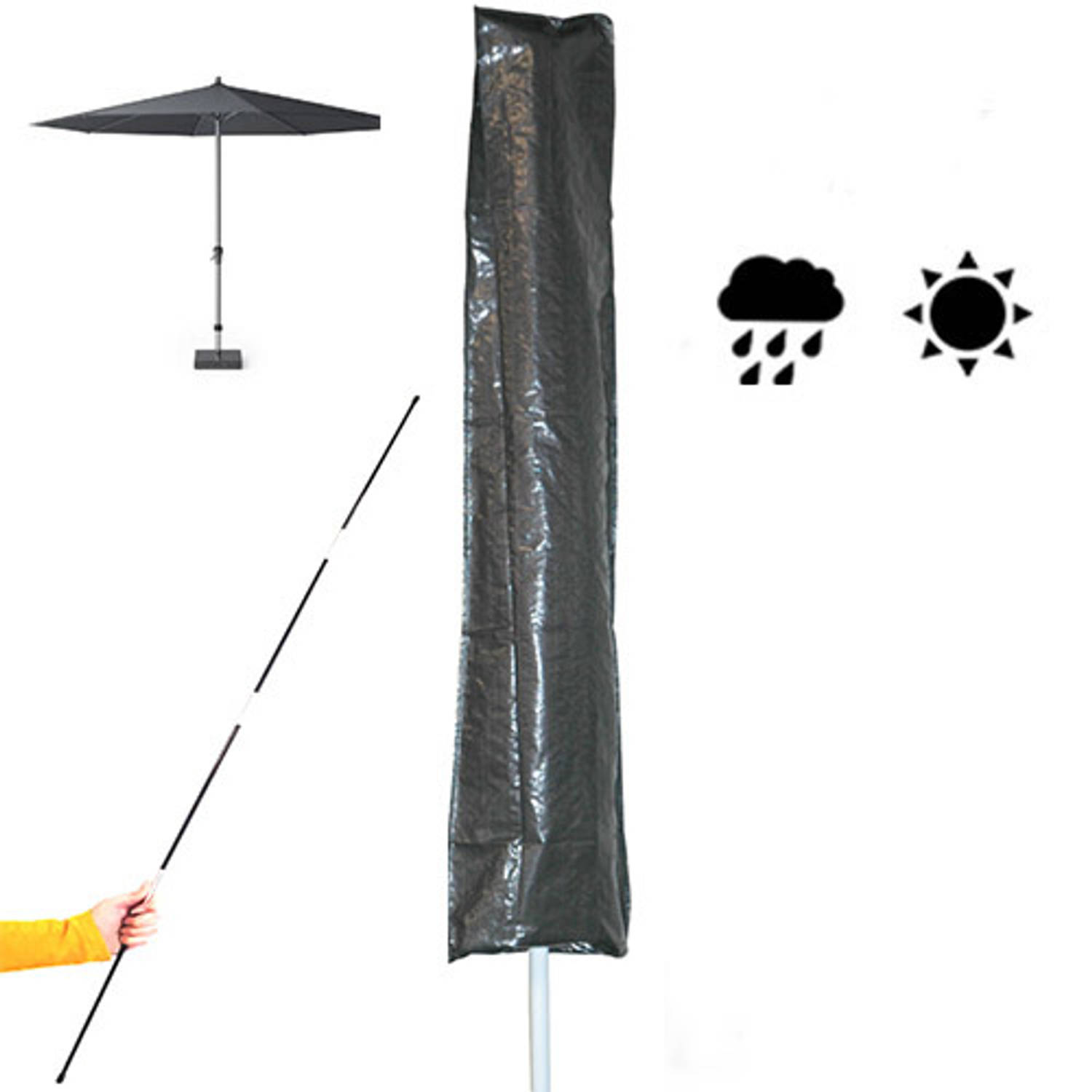 schaamte belasting zakdoek Basic Parasolhoes staande parasol met stok en rits 230x30x57 cm - Grijze  Parasolhoes- Maximale diameter van 4 meter van | Blokker