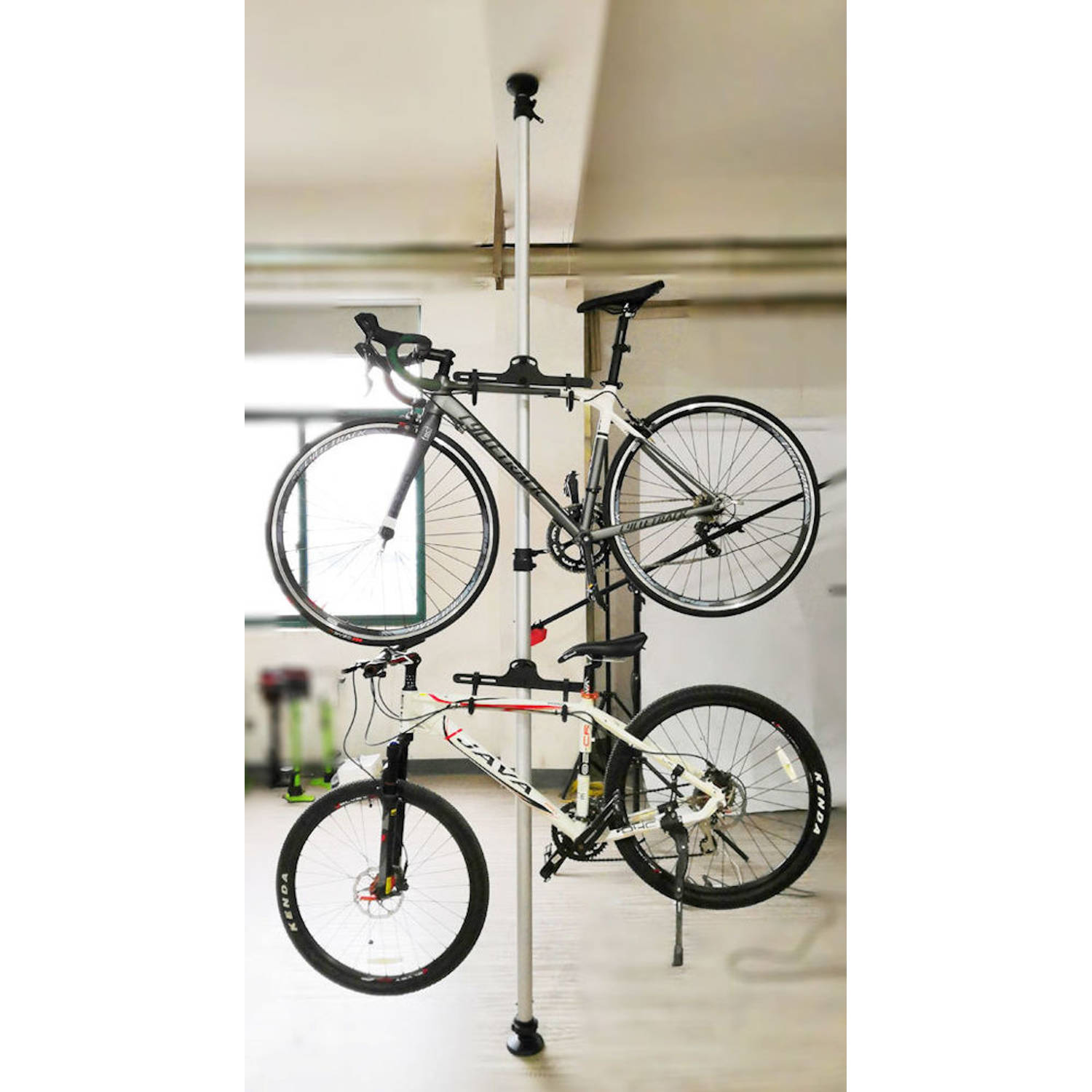 Structureel Reorganiseren Plantkunde Plafond Fiets ophangsysteem voor 2 Fietsen - Staand fietsenrek voor |  Blokker