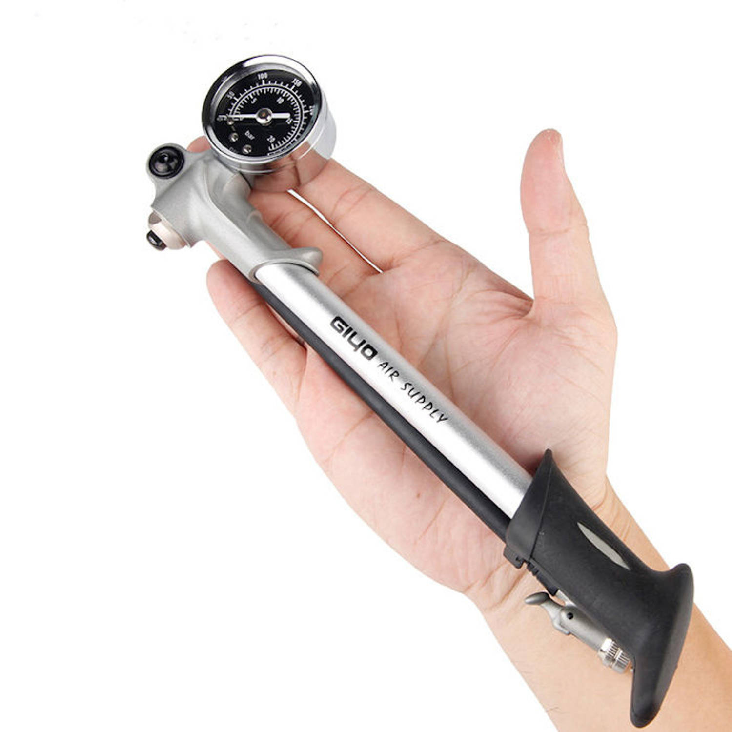 Plunderen injecteren school Decopatent® MINI Fietspomp met drukmeter en 360° Slang High Pressure |  Blokker