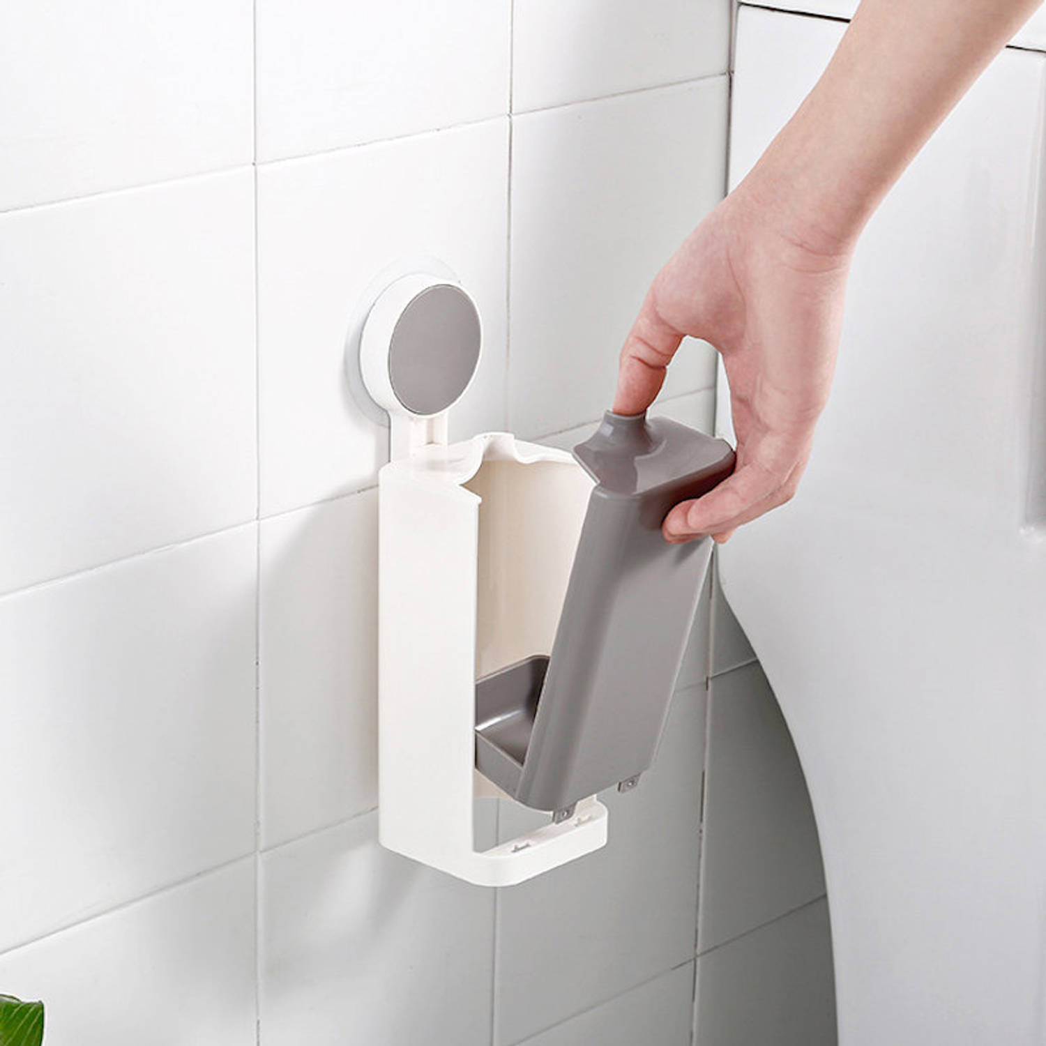WC borstel houder hangend - Toiletborstel in houder met zuignap - Blokker