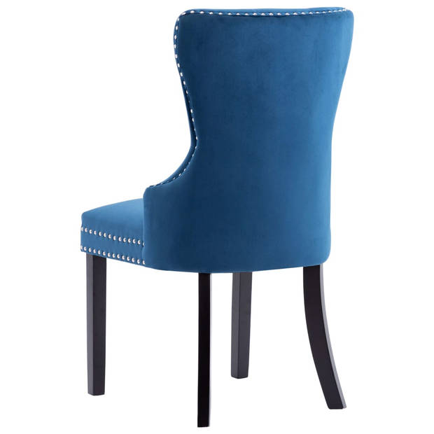 The Living Store Eetstoelen Eetkamerstoelen - Blauw Fluweel - 51 x 59 x 98.5 cm - Stabiel en Stevig