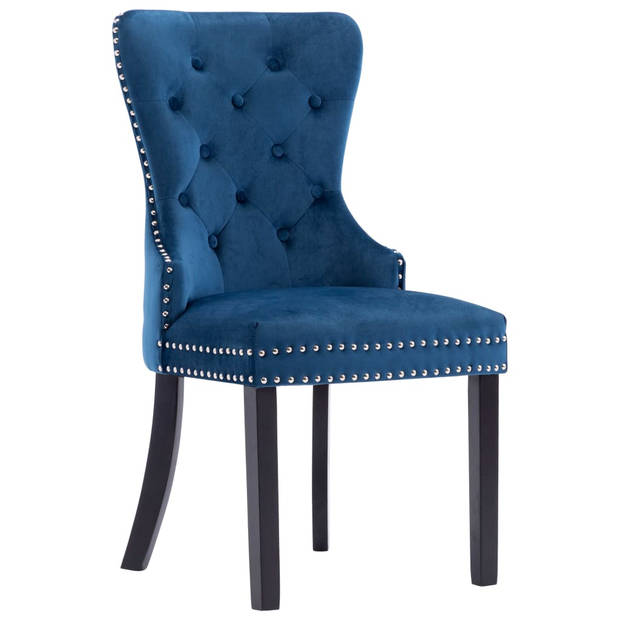 vidaXL Eetkamerstoelen 4 st fluweel blauw